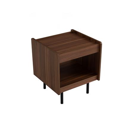 NUHOOM DENVER SIDE TABLE IN MATT BLACK EPOXY COLOUR LEG, WALNUT COLOUR TOP