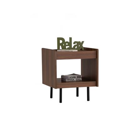 NUHOOM DENVER SIDE TABLE IN MATT BLACK EPOXY COLOUR LEG, WALNUT COLOUR TOP