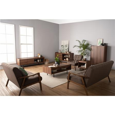 NUHOOM DENVER SIDE TABLE IN MATT BLACK EPOXY COLOUR LEG, WALNUT COLOUR TOP