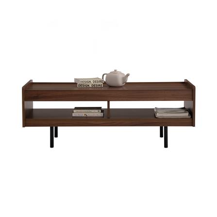 NUHOOM DENVER COFFEE TABLE IN MATT BLACK EPOXY COLOUR LEG, WALNUT COLOUR TOP