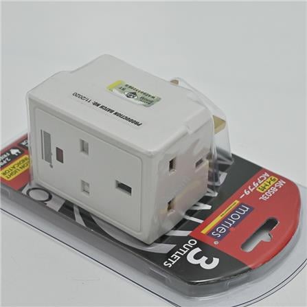 13A 3WAY ADAPTOR WITH FUSE AND NEON MS-BS03L MORRIES