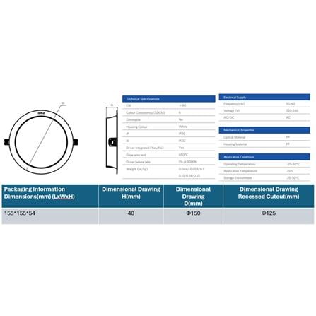 OPPLE DOWNLIGHT OP-DL-US-R125-9W DAYLIGHT (5700K) ROUND 5"