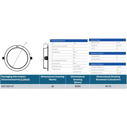 OPPLE DOWNLIGHT OP-DL-US-R175-18W DAYLIGHT (5700K) ROUND 7"