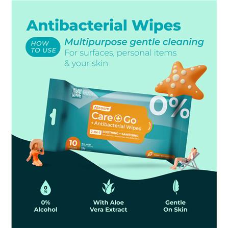 ALCOSM ANTIBACTERIAL WIPES 10 SHEETS
