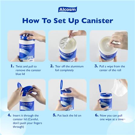 ALCOSM 75 PERCENT ALCOHOL WIPES 75 SHEETS CANISTER