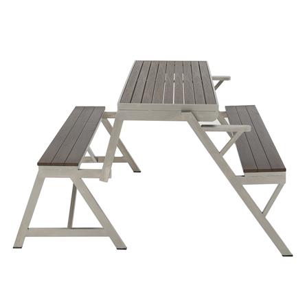 2-IN-1 PICNIC TABLE BENCH SPRING SILVER/BROWN