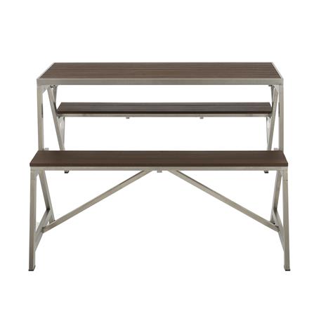 2-IN-1 PICNIC TABLE BENCH SPRING SILVER/BROWN