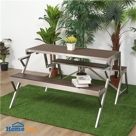 2-IN-1 PICNIC TABLE BENCH SPRING SILVER/BROWN