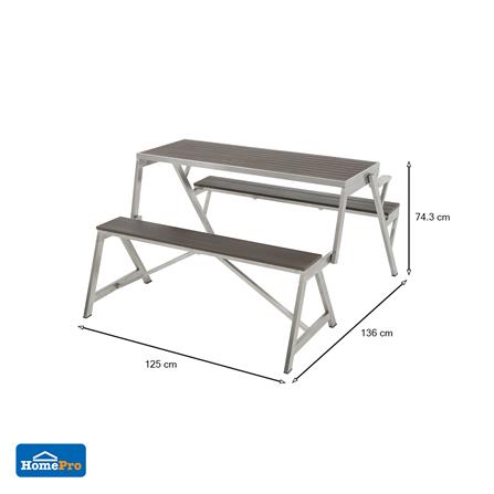 2-IN-1 PICNIC TABLE BENCH SPRING SILVER/BROWN