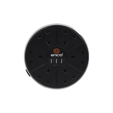 POWER STRIP  2M 6G2M+3USB 3U6KBK ENCO ENCO