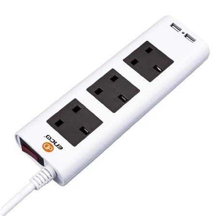 3GANG 2M+2USB POWER SOCKET BLACK 2U3KBK ENCO