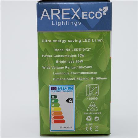 LED A60 ECO 10W 3K WARM WHITE E27 LEDE10Y27 AREX