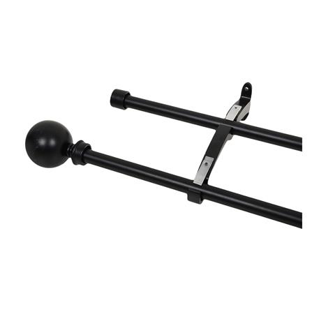 HLS DOUBLE CURTAIN ROD IRON BALL 180-310CM BLACK