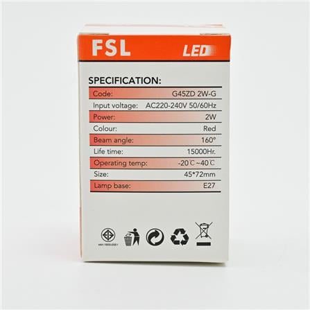 FSL LED PINGPONG BULB 2W E27 RED