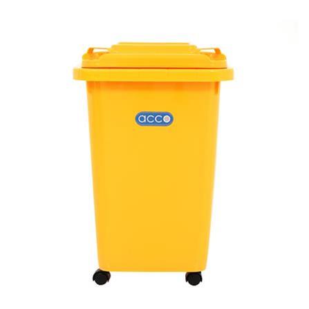 SQUARE DUSTBIN WITH WHEELS ACCO CLEAN 32L YELLOW