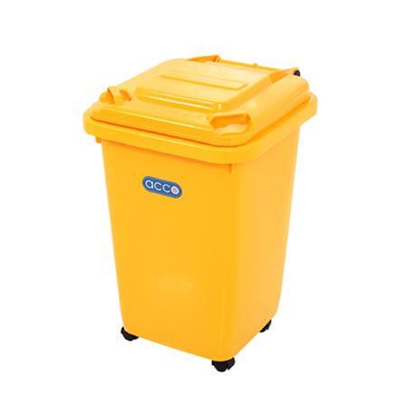 SQUARE DUSTBIN WITH WHEELS ACCO CLEAN 32L YELLOW