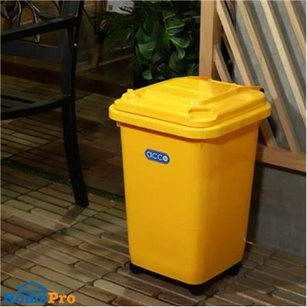 SQUARE DUSTBIN WITH WHEELS ACCO CLEAN 32L YELLOW