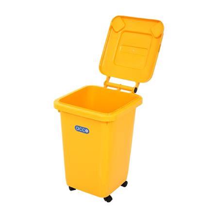 SQUARE DUSTBIN WITH WHEELS ACCO CLEAN 32L YELLOW
