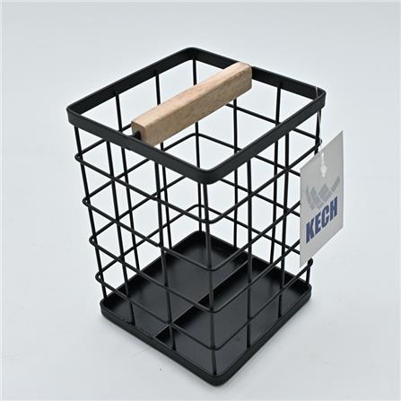 KITCHEN HOLDER SQUARE WOOD KECH 14X14X19.5CM BLACK