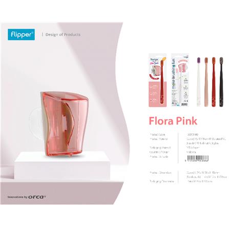 FLIPPER TWIGO BASIC COMBO ADULT TOOTHBRUSH + BASIC TOOTHBRUSH HOLDER F30801-00 FLORA PINK