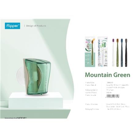 FLIPPER TWIGO BASIC COMBO ADULT TOOTHBRUSH + TOOTHBRUSH HOLDER F30802-00 MOUNTAIN GREEN