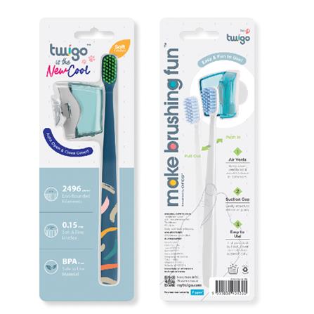 TWIGO BASIC COMBO ADULT TOOTHBRUSH + TOOTHBRUSH HOLDER F30803-00 OCEAN BLUE