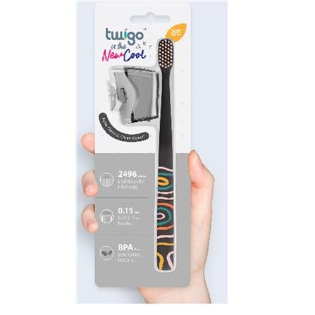 FLIPPER TWIGO BASIC COMBO ADULT TOOTHBRUSH + TOOTHBRUSH HOLDER F30804-00 SMOKE
