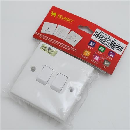 10A 2GANG 1WAY SWITCH MS102L  SELAMAT