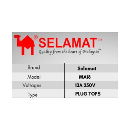 13A FUSED PLUG TOP MA18 SELAMAT
