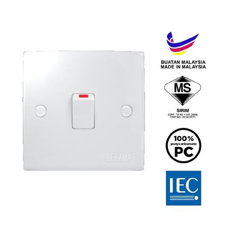 10A 1GANG 1WAY SWITCH SOCKET SELAMAT MS-101L WHITE