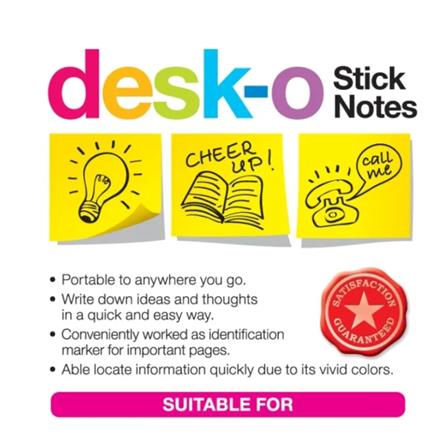 UNICORN STICK NOTE 50X76MM 100 PIECS YELLOW USN -121Y