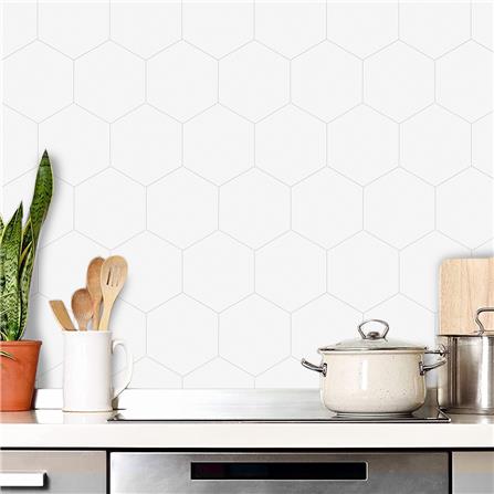 TARA PEEL & STICK ALUMINIUM WALL STICKER 30.1X26.1CM HEXAGON WHITE 2IN1