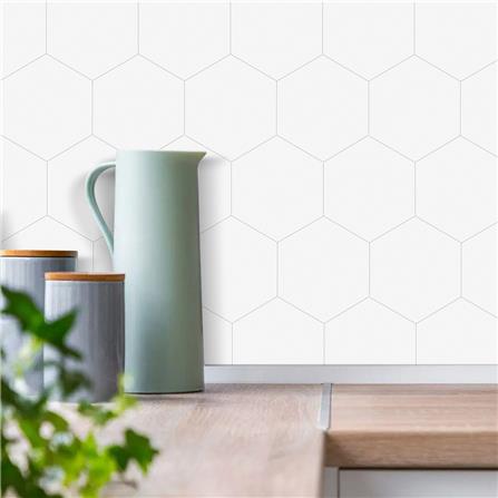 TARA PEEL & STICK ALUMINIUM WALL STICKER 30.1X26.1CM HEXAGON WHITE 2IN1