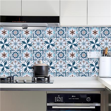 TARA PEEL & STICK VINYL WALL STICKER 30.5X30.5CM MOROCCAN BLUE 2IN1