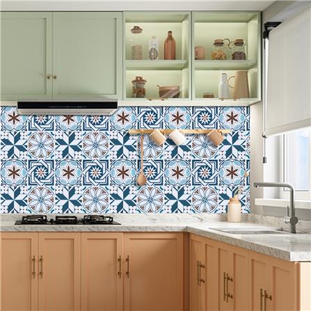 TARA PEEL & STICK VINYL WALL STICKER 30.5X30.5CM MOROCCAN BLUE 2IN1