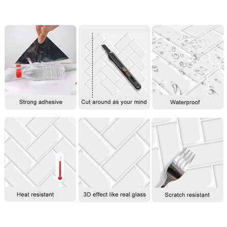 TARA PEEL & STICK VINYL WALL STICKER 30.5X30.5CM HERRINGBONE 2IN1