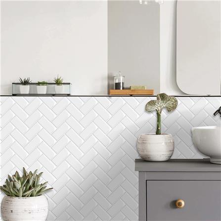 TARA PEEL & STICK VINYL WALL STICKER 30.5X30.5CM HERRINGBONE 2IN1