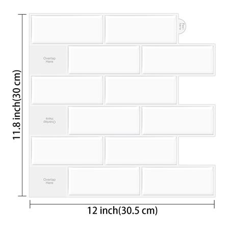 TARA PEEL & STICK VINYL WALL STICKER 30.5X30.5CM WHITE BRICK 2IN1