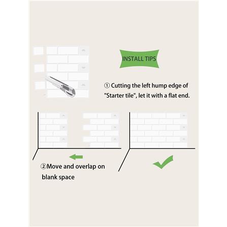 TARA PEEL & STICK VINYL WALL STICKER 30.5X30.5CM WHITE BRICK 2IN1