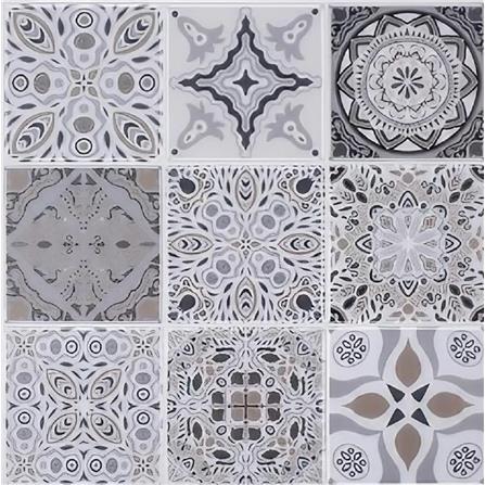 TARA PEEL & STICK VINYL WALL STICKER 30.5X30.5CM MOROCCAN GREY 2IN1