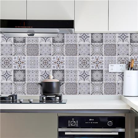 TARA PEEL & STICK VINYL WALL STICKER 30.5X30.5CM MOROCCAN GREY 2IN1