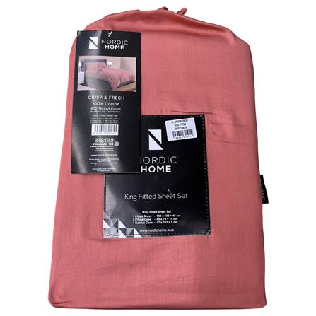 NORDIC HOME FITTED SHEET SET CRISP & FRESH KING SAND