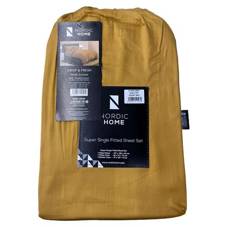 NORDIC HOME FITTED SHEET SET CRISP & FRESH SUPER SINGLE MUSTRAD