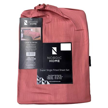 NORDIC HOME FITTED SHEET SET CRISP & FRESH SUPER SINGLE SAND