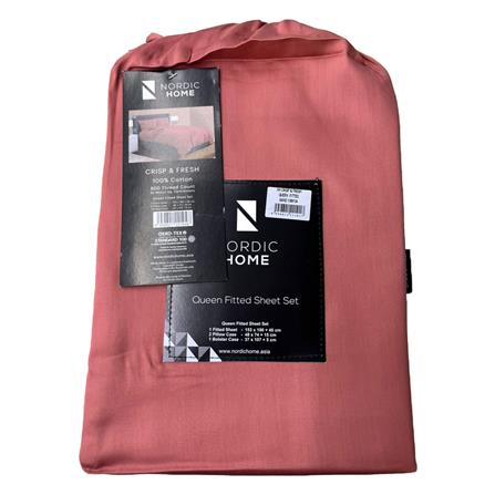NORDIC HOME FITTED SHEET SET CRISP & FRESH QUEEN SAND
