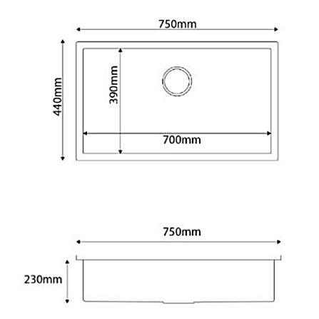 CABANA BUILT-IN UNDERMOUNT HAND MADE KITCHEN SINK 1BOWL CKS7309 75CM