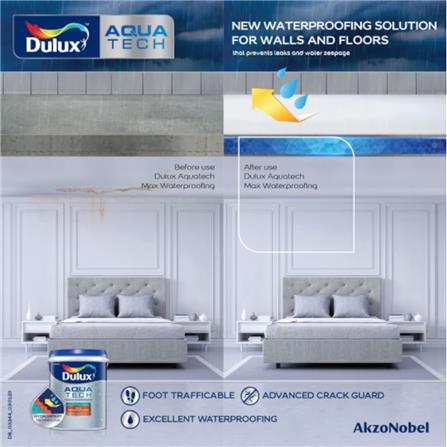DULUX AQUATECH WATERPROOF 5KG GREY INTERIOR/EXTERIOR PAINT