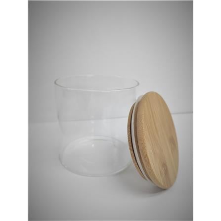 BOROSILICATE GLASS CANISTER WITH WOODEN LID 785ML 10X10CM -GW-BSC-10X10