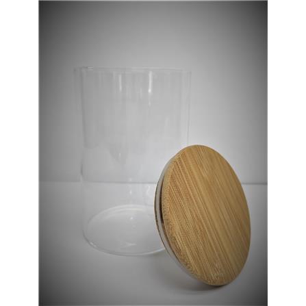 BOROSILICATE GLASS CANISTER WITH WOODEN LID 1180ML 10X15CM - GW-BSC-10X15