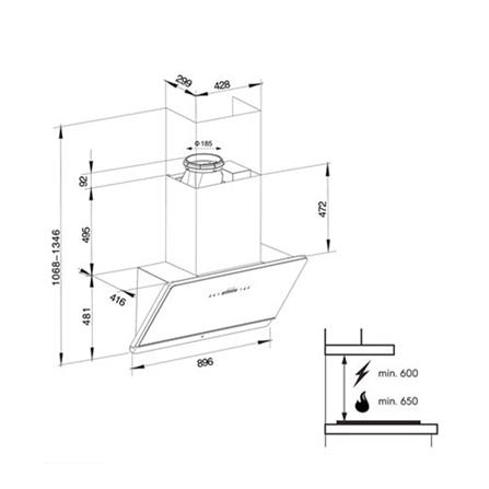ELECTROLUX CHIMNEY HOOD ECS9979K 90CM 1700M3/H SLOPE EXTRACTOR HOOD